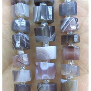 Botswana Agate beads, faceted heishi, approx 7-11mm dia