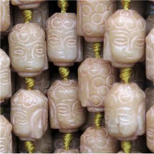 Agalmatolite Buddha Beads, khaki, approx 14-19mm, 17pcs per st