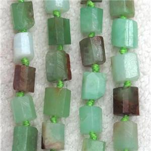 green Australian Chrysoprase chip beads, tube, approx 7-9mm