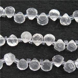 Clear Quartz beads, faceted teardrop, approx 7mm