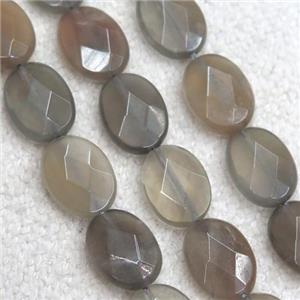 gray MoonStone bead, faceted oval, approx 10x14mm