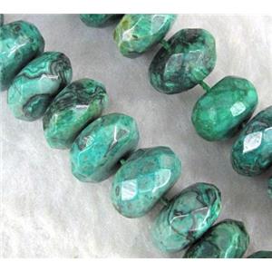 green picture jasper beads, faceted rondelle, approx 8x16mm, 15.5 inches