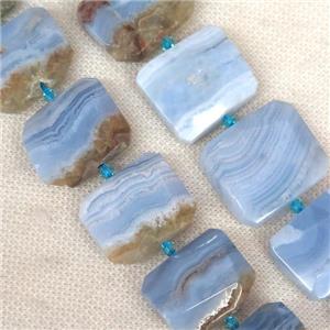 Blue Lace Agate nugget beads, faceted Oblong, approx 15-22mm