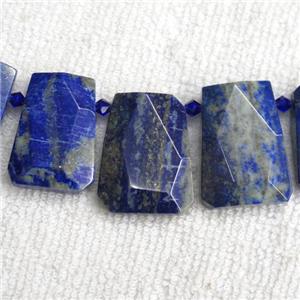 Lapis Lazuli collar beads, faceted Trapezoid, blue, approx 15-28mm