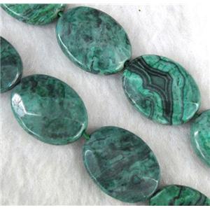 green picture jasper beads, faceted flat oval, approx 15x20mm, 15.5 inches