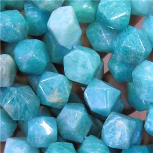 green Amazonite nugget beads, faceted round, approx 10-14mm
