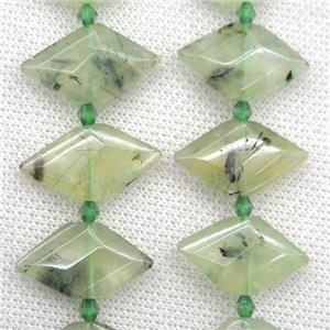 green Prehnite beads, faceted bullet, approx 13-22mm