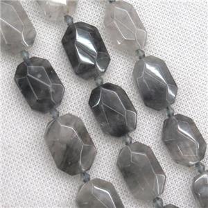gray Cloudy Quartz beads, faceted rectangle, approx 13-20mm