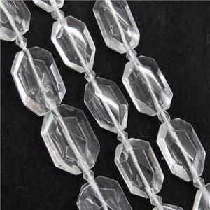 Clear Quartz beads, faceted rectangle, approx 13-20mm