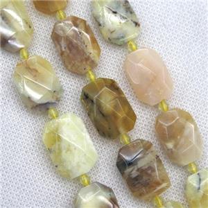 Yellow Opal Jasper beads, faceted rectangle, approx 13-20mm