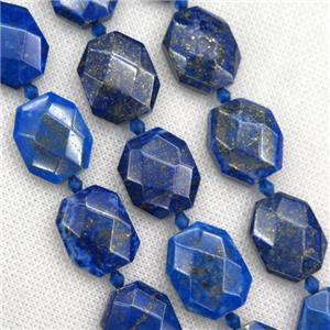 blue Lapis Lazuli beads, faceted rectangle, approx 13-20mm