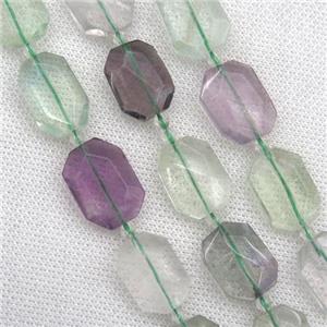 green Fluorite beads, faceted rectangle, approx 13-20mm