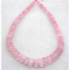 Rose Quartz collar beads, rondelle, approx 8-18mm