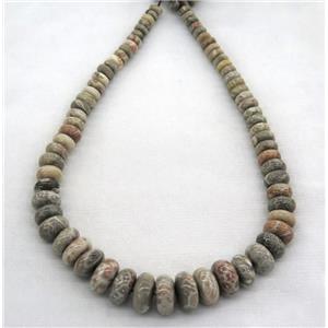 Coral Fossil collar beads, rondelle, approx 8-18mm