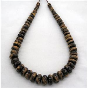Tiger eye stone collar beads, rondelle, approx 8-18mm
