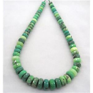 Green Grass Agate collar beads, graduated, faceted rondelle, approx 8-18mm