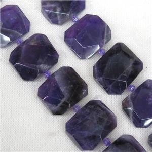 purple Amethyst nugget bead, faceted rectangle, approx 15-22mm