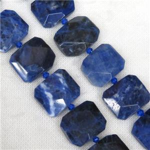blue Sodalite nugget beads, faceted rectangle, approx 15-22mm