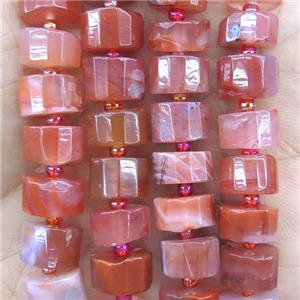 red Agate Carnelian beads, faceted heishi, approx 7-11mm