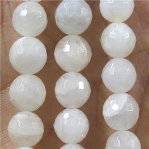 faceted round white MoonStone beads, approx 8mm dia