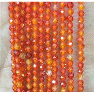 tiny orange zircon seed beads, faceted round, approx 2.5mm dia