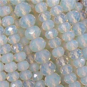 white opalite stone bead, faceted rondelle, approx 4x6mm