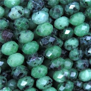 Ruby Zoisite beads, faceted rondelle, approx 5x8mm
