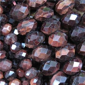 red tiger eye stone bead, faceted rondelle, approx 4x6mm