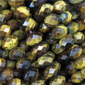 natural tiger eye stone beads, faceted rondelle, approx 4x6mm