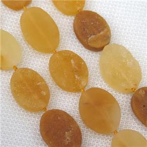 yellow Jade bead, rough oval, approx 15-20mm