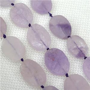 lavender Amethyst bead, rough oval, approx 15-20mm