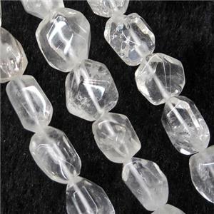 Clear Quartz beads chip, faceted freeform, approx 10-14mm
