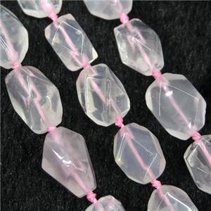 Rose Quartz chip bead, faceted freeform, approx 10-14mm