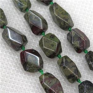 Dragon BloodStone chip beads, faceted freeform, approx 10-14mm