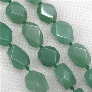 green aventurine beads chip, faceted freeform, approx 10-14mm