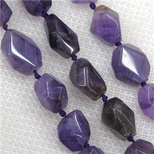 Amethyst chip bead, faceted freeform, approx 10-14mm