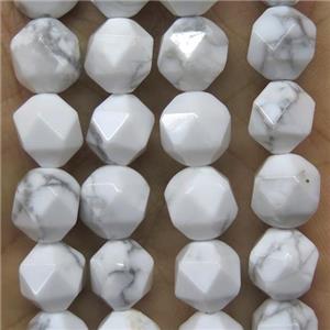 faceted round White Howlite Turquoise beads ball, approx 8mm dia