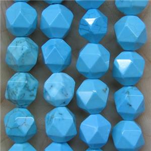 Natural Turquoise beads ball, blue treated, starcut, approx 8mm dia