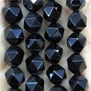faceted round Black Onyx Agate beads ball, approx 8mm dia