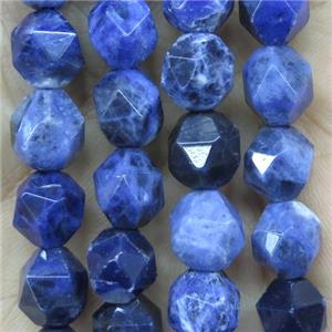 faceted round Blue Sodalite ball beads, approx 10mm dia