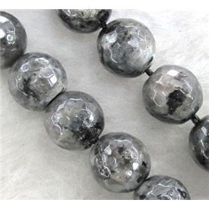 labradorite beads, faceted round, grey, approx 6mm dia, 15.5 inches