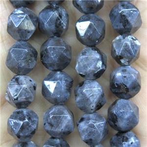 faceted round Black larvikite Labradorite ball beads, approx 8mm dia