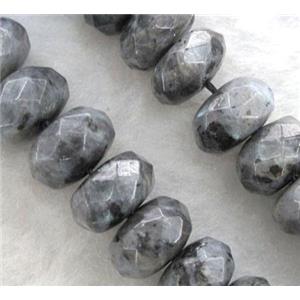 labradorite beads, faceted rondelle, grey, approx 7x14mm, 15.5 inches