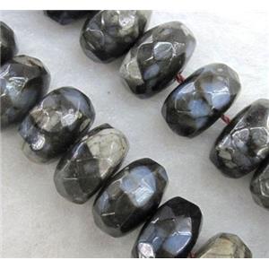 grey opal stone beads, faceted rondelle, approx 8x14mm, 15.5 inches