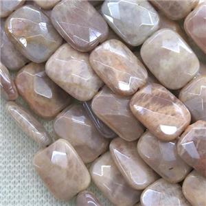 peach MoonStone beads, faceted rectangle, AB color plated, approx 10x14mm