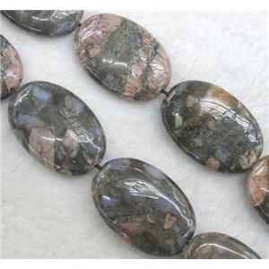 gray opal stone beads, flat oval, approx 20x40mm, 15.5 inches