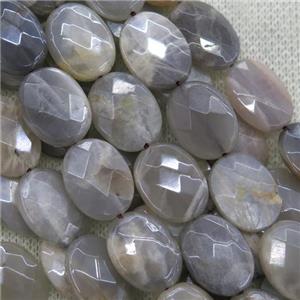 gray MoonStone beads, faceted oval, AB color plated, approx 10x14mm