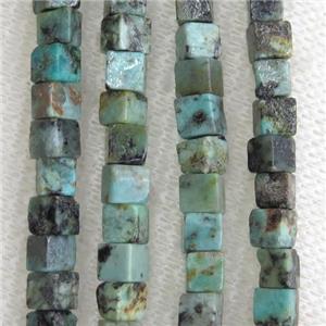 African Turquoise cube beads, green, approx 4x4x4mm