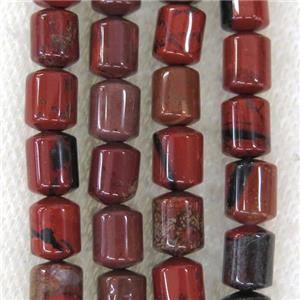 black lace Red Jasper tube beads, approx 6x8mm