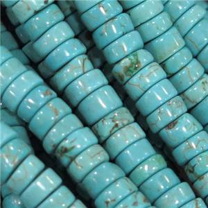 Natural Turquoise heishi beads, green treated, approx 8mm dia